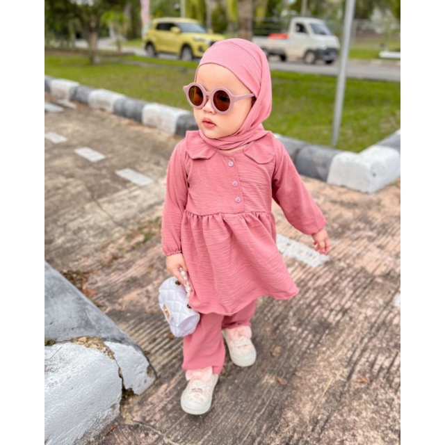 1-5 Tahun One Set MALIKA Crinckle PREMIUM Setelan Anak Perempuan
