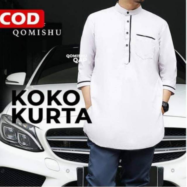 TOTOTAshop.Baju koko KURTA.Bahan cotton premium.Lengan 7/8 ada kantong kiri kanan dan di dada.