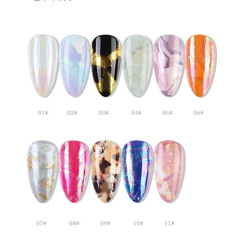 Pretty Aurora Broken Glass Foils Nail Foil Decoration / Transfer Foil Aurora Sticker Nail Art / Glass Foil