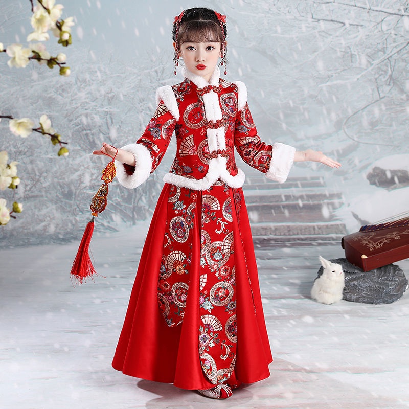 Girls' Chinese New Year clothes, Chinese style winter clothes, children's clothes, super immortal an