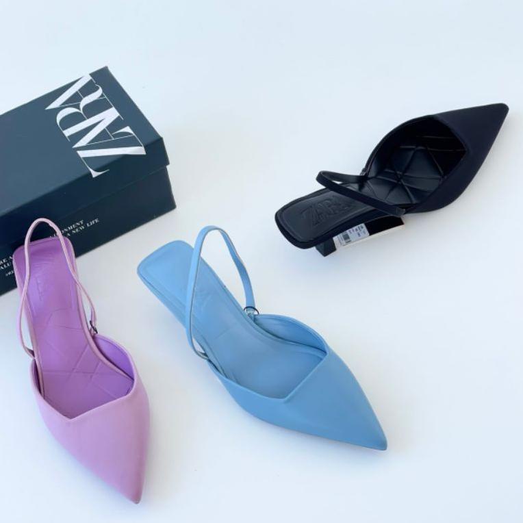 Produk Premium  SALE Shoes Zara Heels 4 cm sepatu sandal hitam biru ungu lilac black blue purple C8C