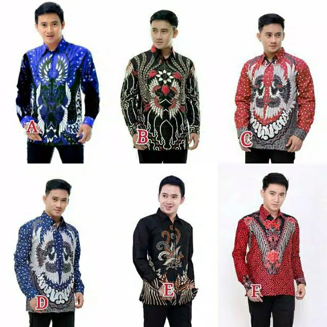 Kemeja Batik Pria Lengan Panjang Size M L Xl Xxl  Bswart Batik Hrb026 Kenongo Hem Panjang Padi Top1