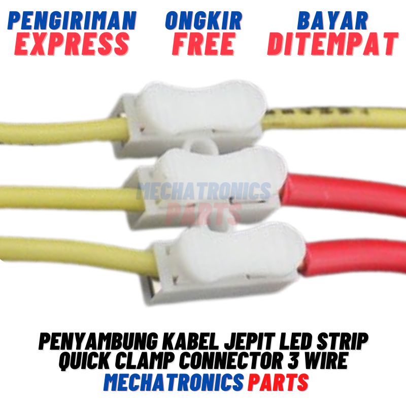 [MTR-9013] PENYAMBUNG KABEL JEPIT LED STRIP KABEL QUICK CLAMP SPRING CONNECTOR 3 WIRE