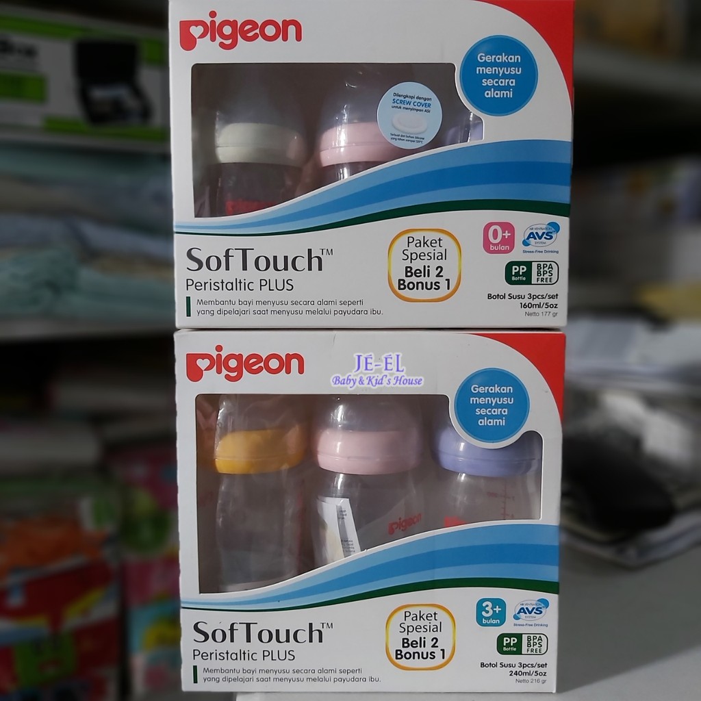 Pigeon Soft Touch Peristaltic PP Neck 160ML/240ML Beli 2 Bonus 1