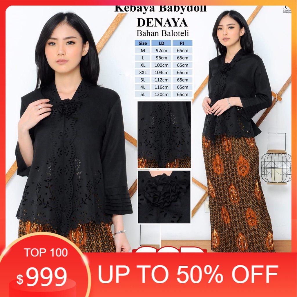 Promo % Atasan kebaya Encim Modern Warna Hitam / kebaya Wisuda Moderen Terbaru Jumbo / kebaya Acara 