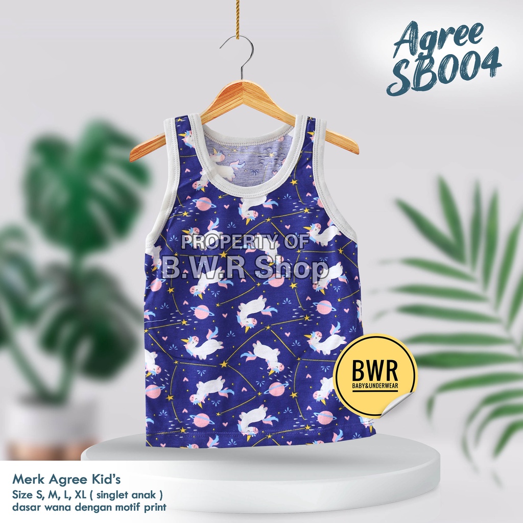 [ 3pc ] Singlet Agree Kids SG-SB004 UNICORN / Kaos Dalam Anak Santai Harian Agree SB 004 Motif Lucu | Bwr