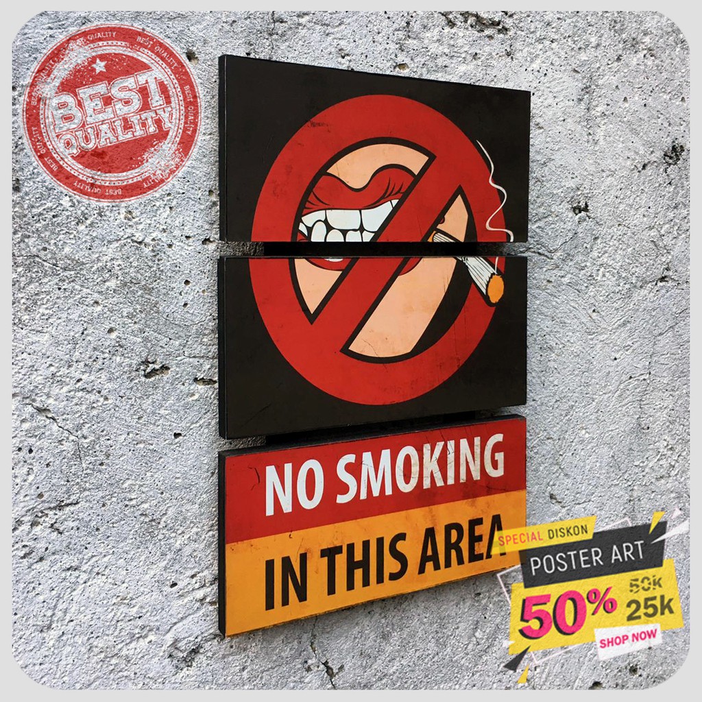 Dekorasi dinding - Pajangan dinding - Hiasan dinding - Poster No Smoking - Wall Decor - 091976FHZ