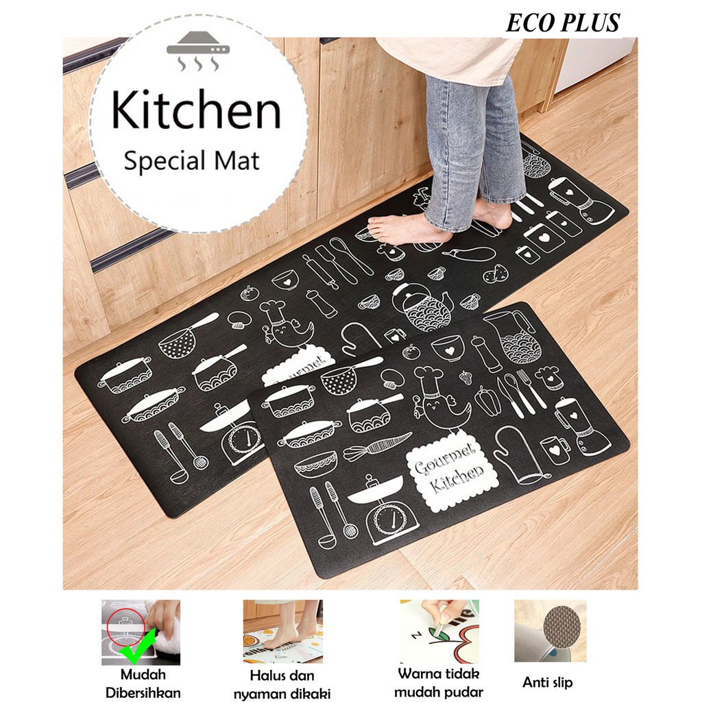 Kitchen floor Mat PVC Leather Keset Busa Dapur