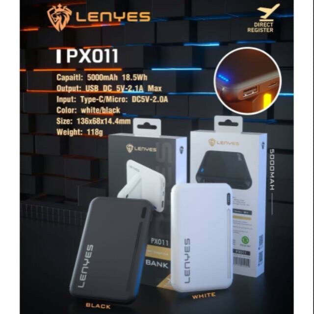 Powerbank Lenyes PX-011 5000Mah Power Bank Original PB