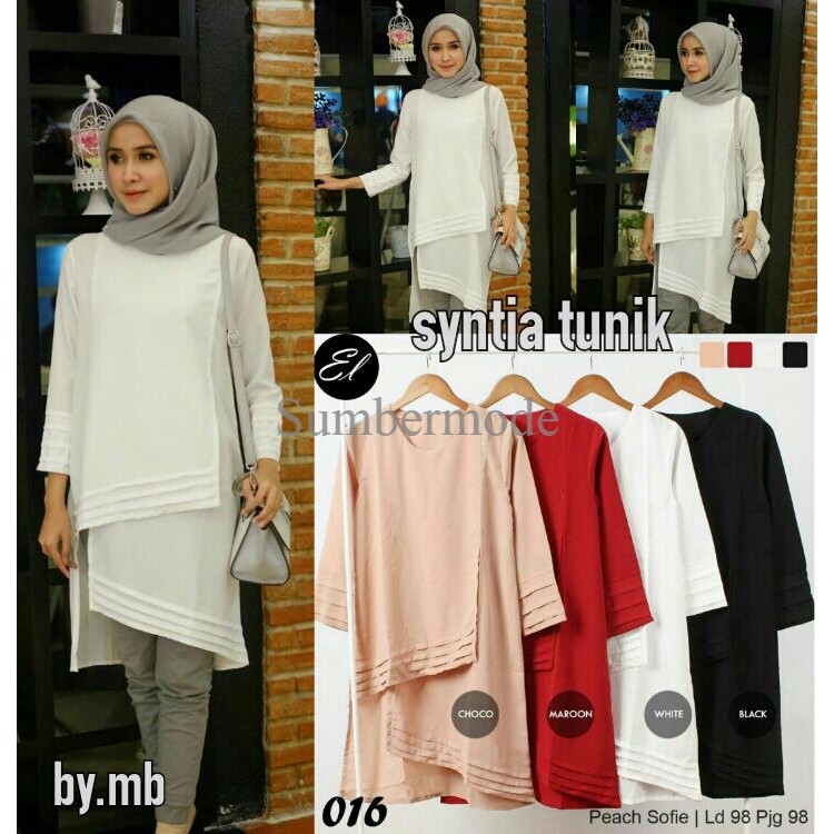 Model Terbaru Syntia Tunik Atasan Wanita Peach Sofie El 016