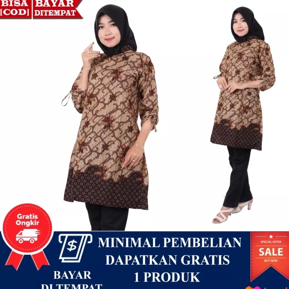 BAJU BATIK LENGAN PANJANG KODE SRG00395 MOTIF PARI UNGGU