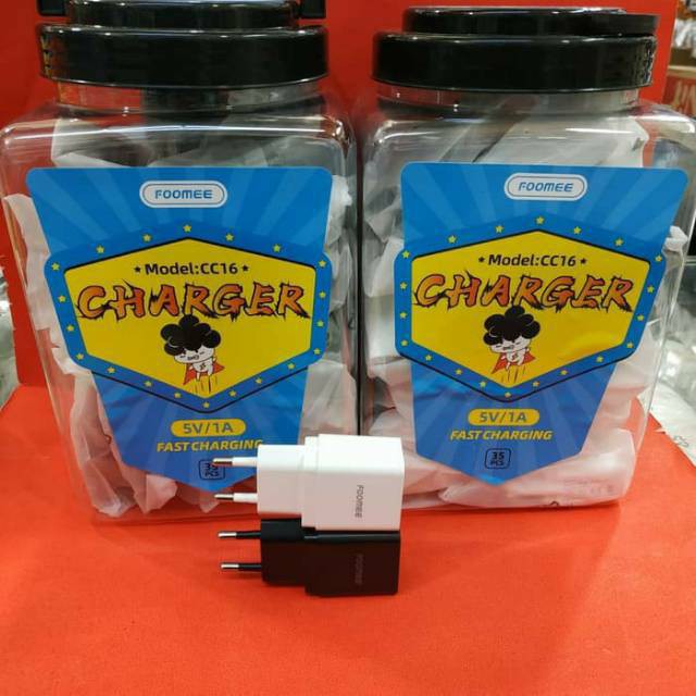 Foomee CC16 Single Travel Charger 5V 1A toples isi 35 pcs 2 warna