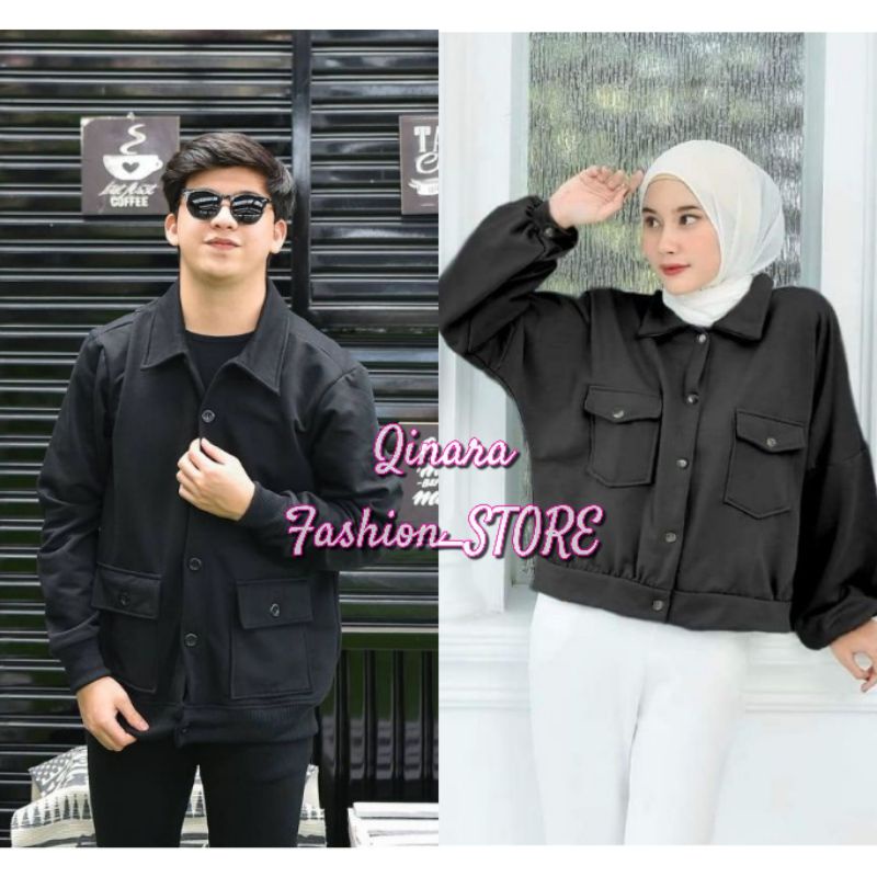 Jaket Sweater Couple Pakaian Pria Wanita Korean style Kekinian RAIHAN &amp; OLIN Terbaru Bahan Fleece Tebal