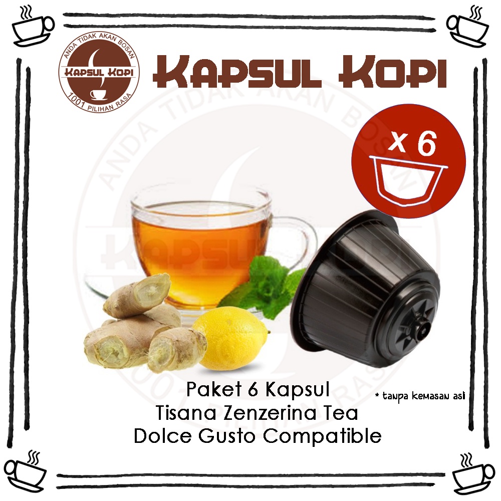

Paket 6 Kapsul Kopi Tisana Zenzerina Tea Impor Dolce Gusto Compatible