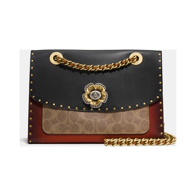 Tas Wanita Coach Parker With Border Rivets And Snakeskin Detail Original