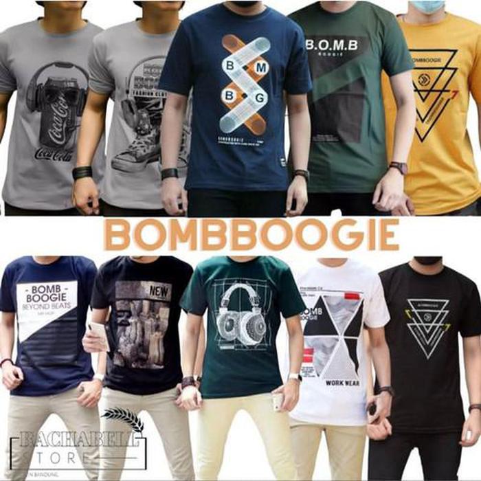 Kaos Pria Original Baju Pria Lengan Pendek Kaos Distro BOMBOGIE M L XL_hf1252