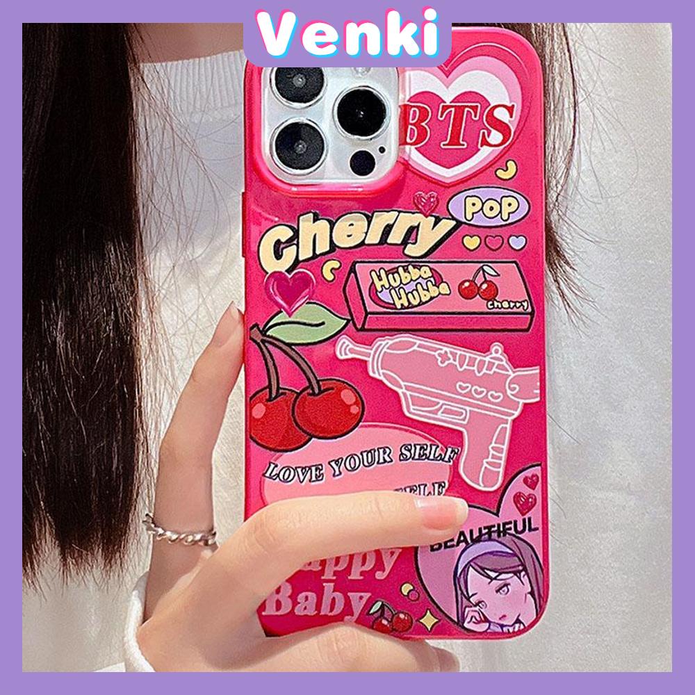 iPhone Case For 14 Series TPU Soft Case Sweet Style Glossy Cherry Graffiti Candy Case Camera Protection Shockproof For iPhone 14 13 12 11 Plus Pro Max 7 Plus X XR