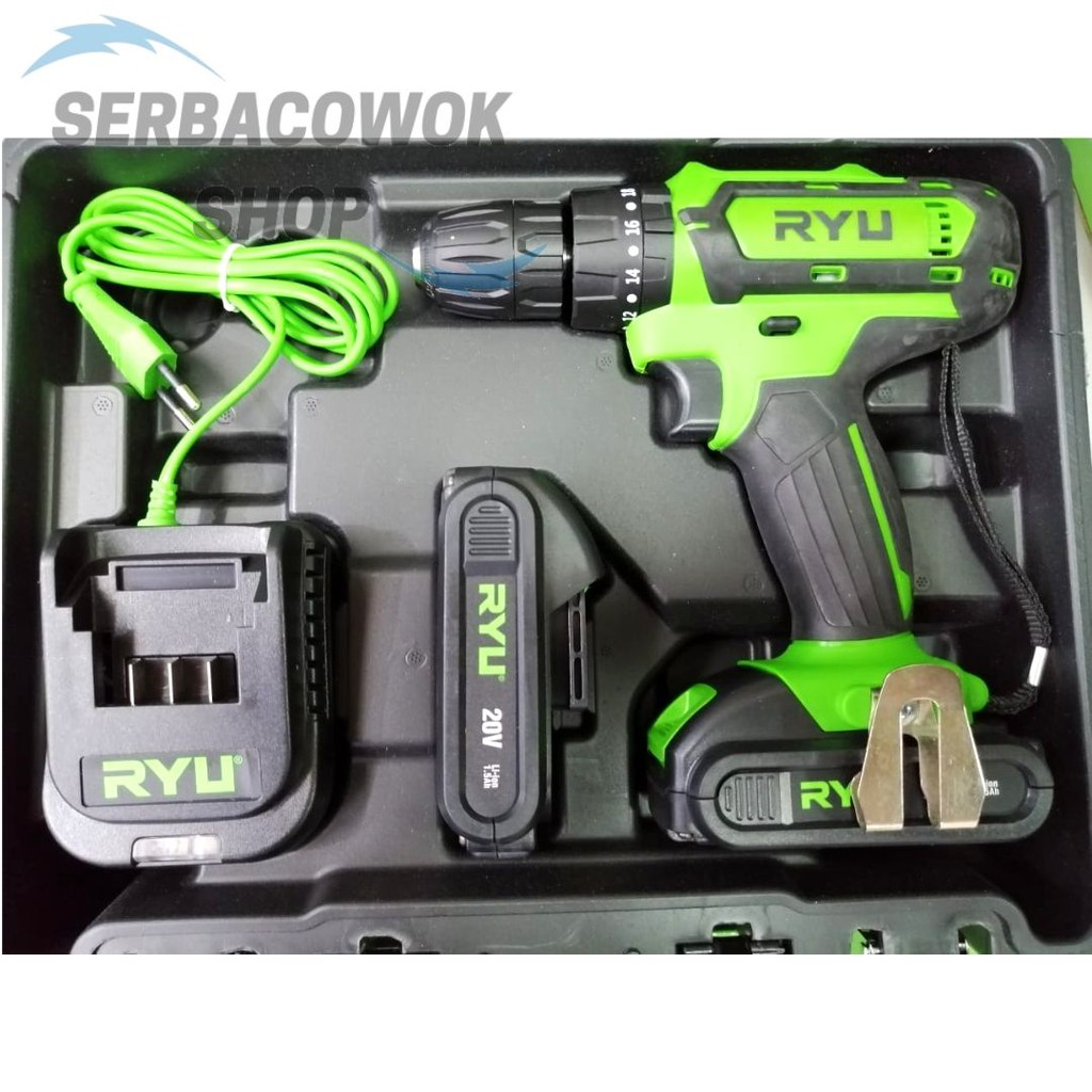 Mesin Bor Cordless Impact Drill RYU RCI20 Volt Mesin Bor Charge Baterai Termurah Berkualitas