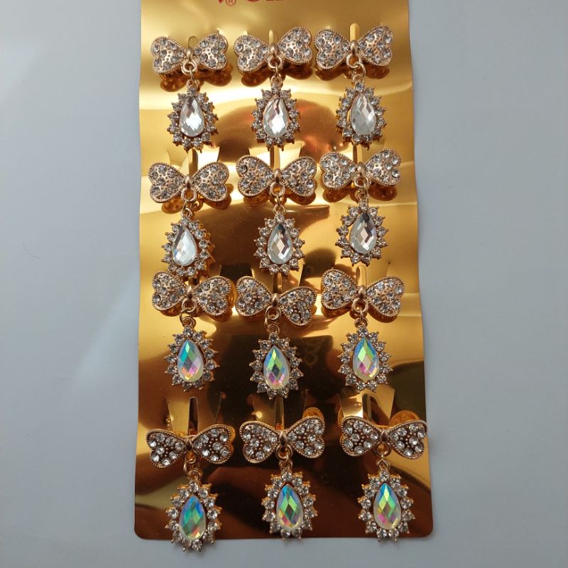 BROS DAGU Kecil Hijab Jilbab Aksesoris Wanita Muslim Cantik Full Mata Bros dagu murah.-Jurai kuning C