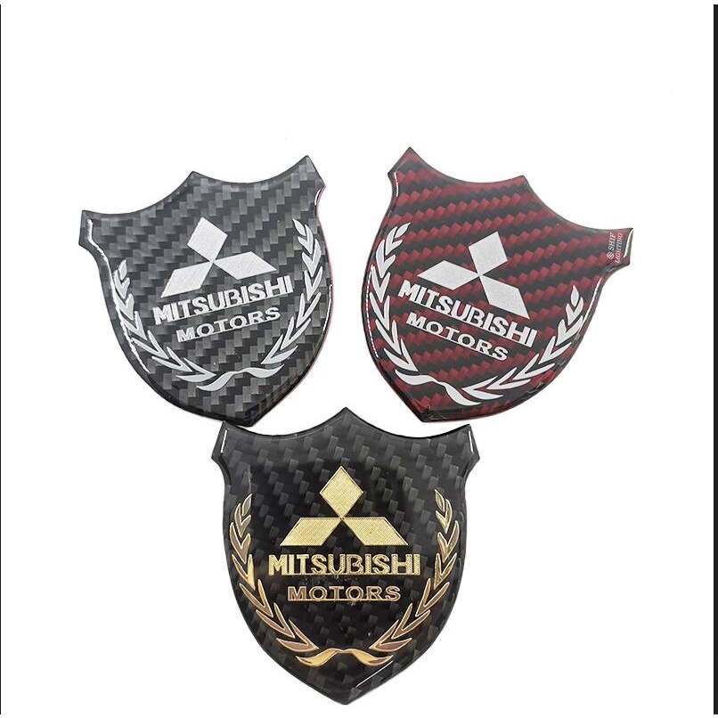 1pc Stiker Emblem Logo MITSUBISHI Bahan Karbon Fiber Untuk Dekorasi Jendela Samping Mobil MITSUBISHI