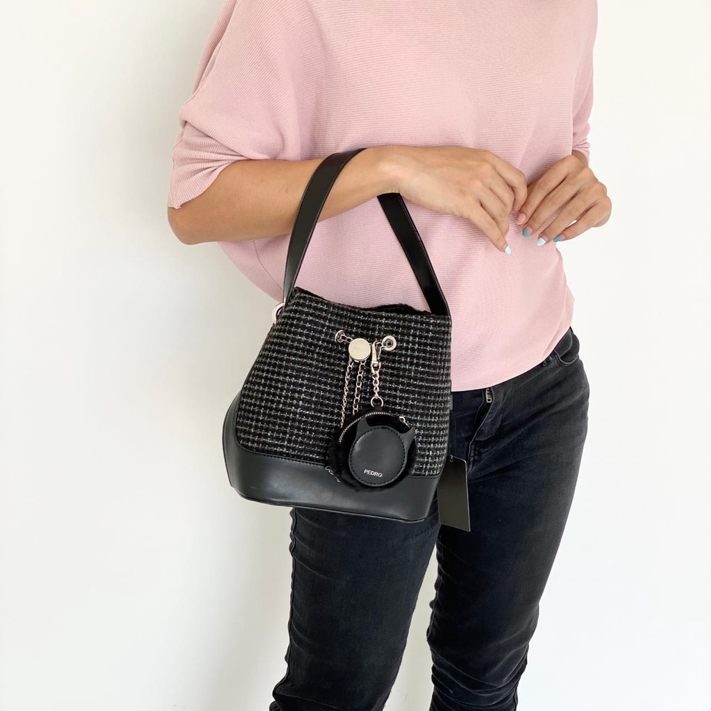 Tas selempang wanita-Tas bucket tweed pdr-Tas pdr wanita original-tas selempang pdr-tas wanita pdr o
