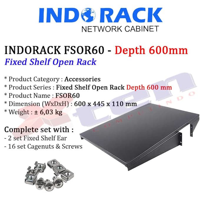 Indorack Aksesoris Fixed Shelf Open Rack Depth 600mm