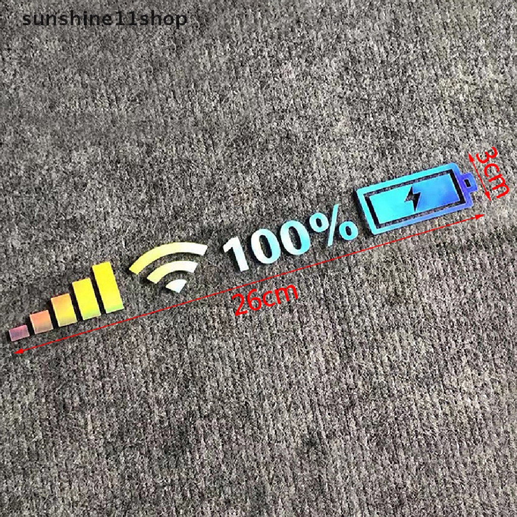 Sho Stiker Decal Vinyl Motif Tulisan Wifi Level Baterai Untuk Kaca Belakang Mobil