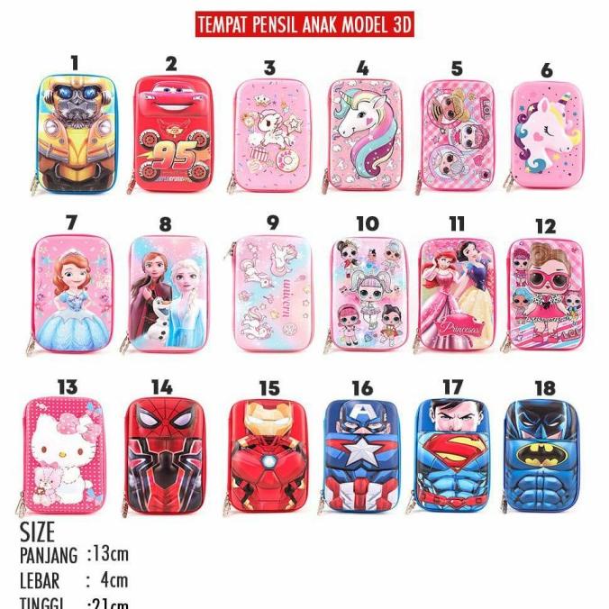 

TERLARIS Kids Pencil Case Import Hardtop Tempat Pensil Marvel Lol Unicorn sofia/TEMPAT PENSIL AESTHETIC/TEMPAT PENSIL ANAK PEREMPUAN/TEMPAT PENSIL LUCU/TEMPAT PENSIL 3D/TEMPAT PENSIL TRANSPARAN/TEMPAT PENSIL LUCU/TEMPAT PENSIL KOREA/TEMPAT PENSIL