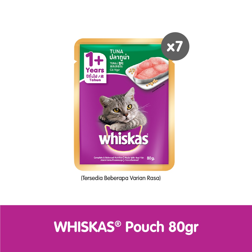 WHISKAS® Makanan Kucing Basah Pouch 80gr - Isi 7
