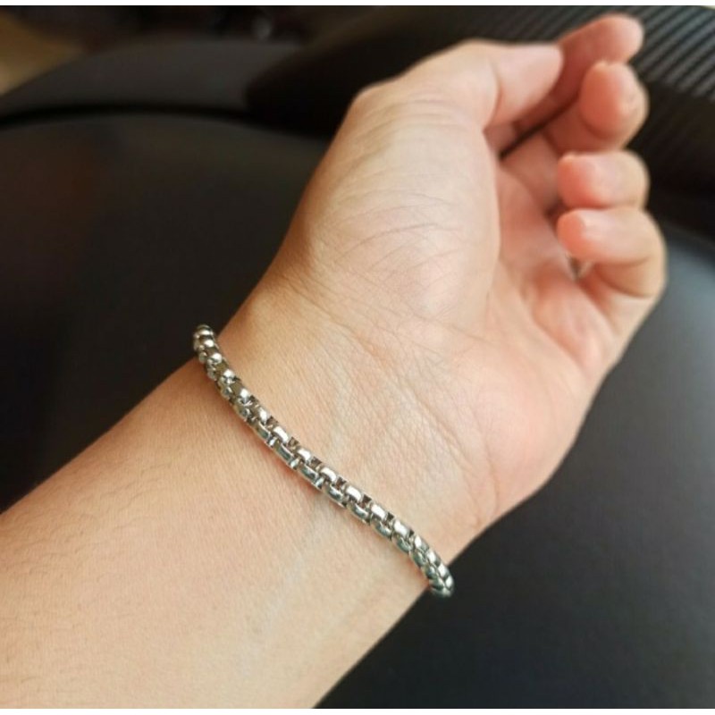 GELANG TITANIUM ROLLO ITALI SIMPEL PRIA DAN WANITA ANTI KARAT MODEL TERBARU BERGARANSI DAN TERMURAH