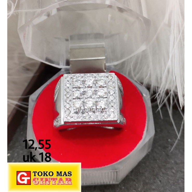 cincin model petak laki-laki  mata berlian (75%)