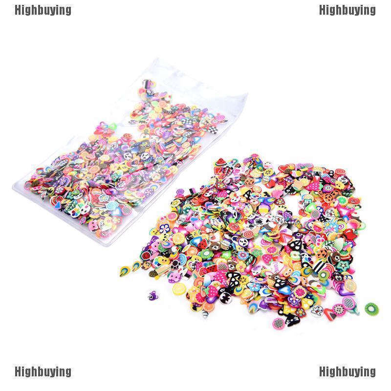 Hbid 1000pcs Fimo Clay Bentuk Buahhewan 3D Untuk Dekorasi Nail Art DIY