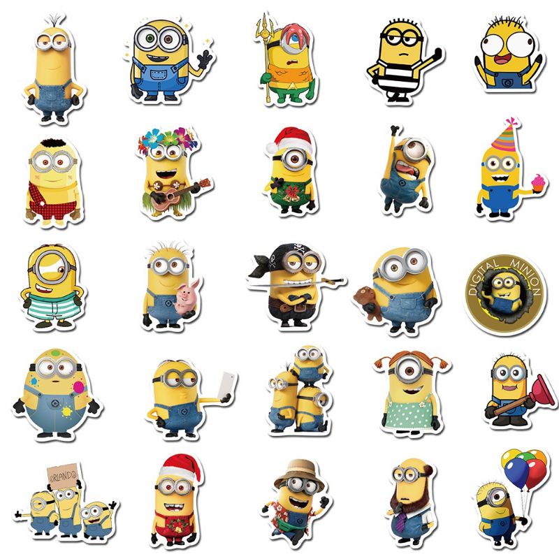 (5 Pcs) Stiker Minion / Stiker Kartun Minion / Stiker Tempel Dinding minion / Stiker / Stiker kartun