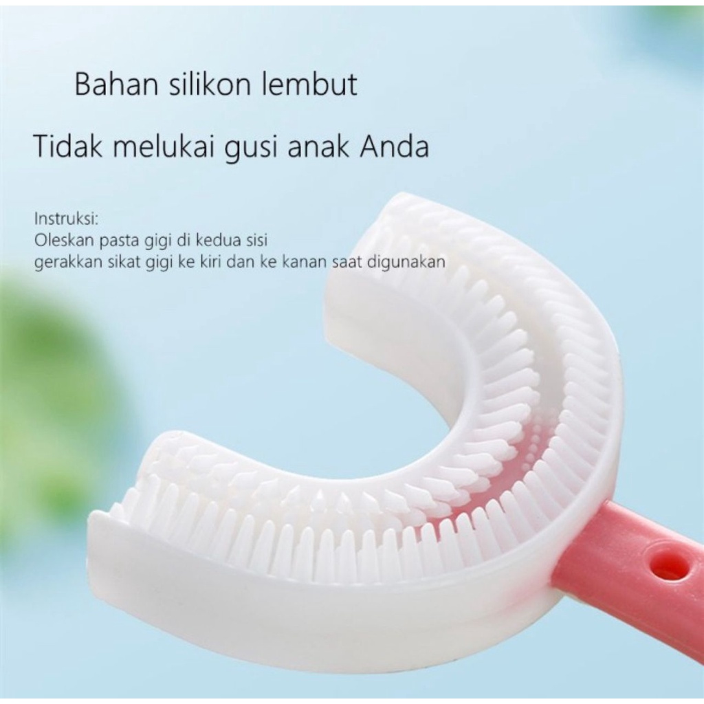 Sikat Gigi Anak Bentuk U Bahan Silikon Tooth Brush Baby 360 Derajat