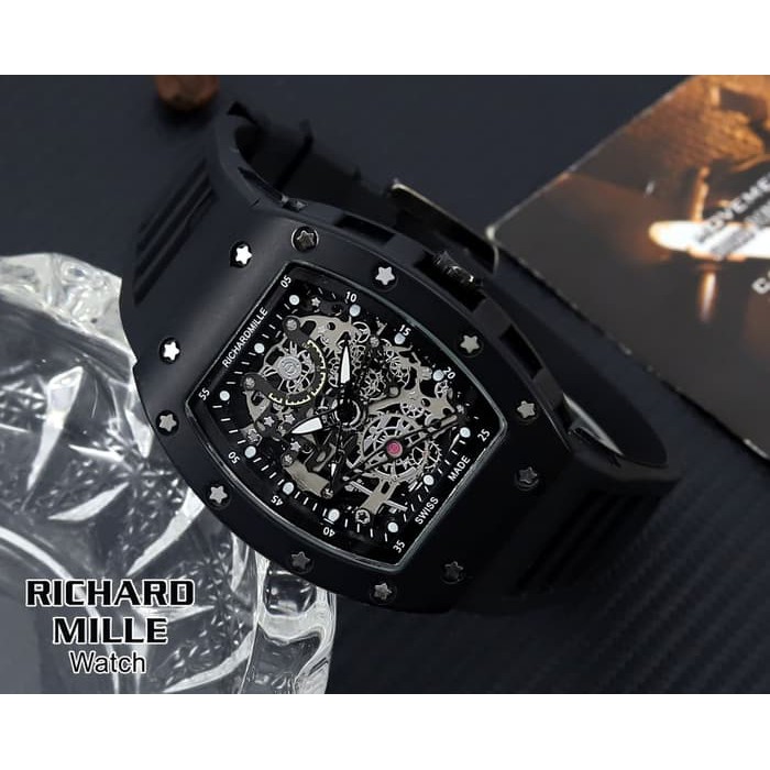 Jam Tangan Pria / Cowok RM 06 Rubber Full Black