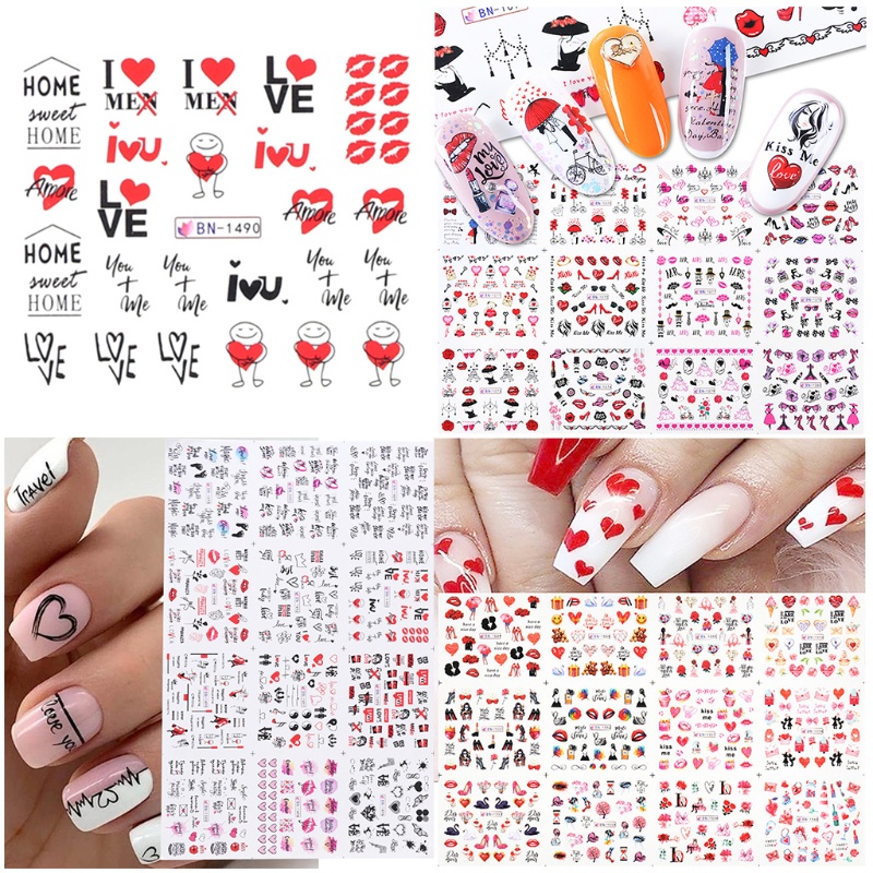 Siy 12pcs Stiker Kuku Motif Campur Untuk Perlengkapan Nail Art Wanita