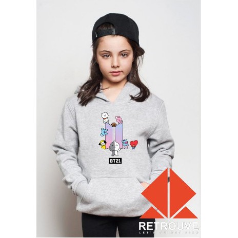 JAKET SWEATER HOODIE ANAK ANAK BT21 X BTS