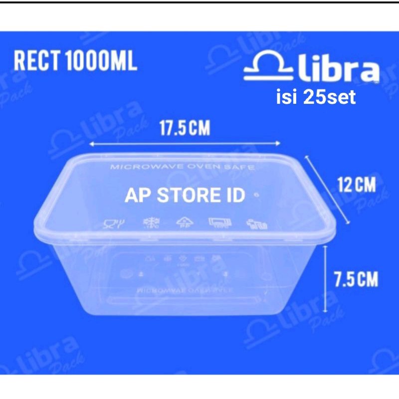 isi 25set Thinwal 1.000ml Persegi Panjang / Food Container