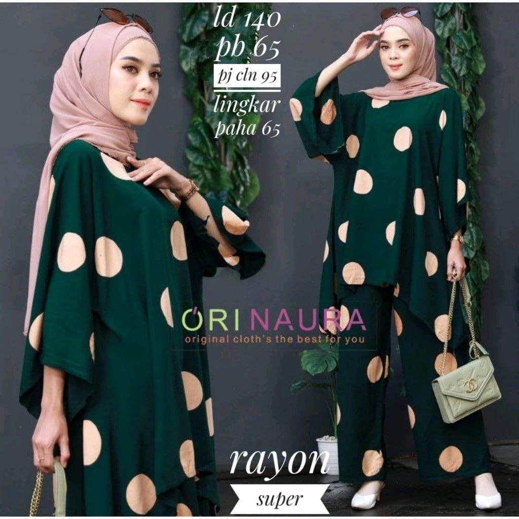 ORI NAURA SET SINTYA TIEDYE RAYON SETELAN CP WAKA MOTIF POLKA BESAR