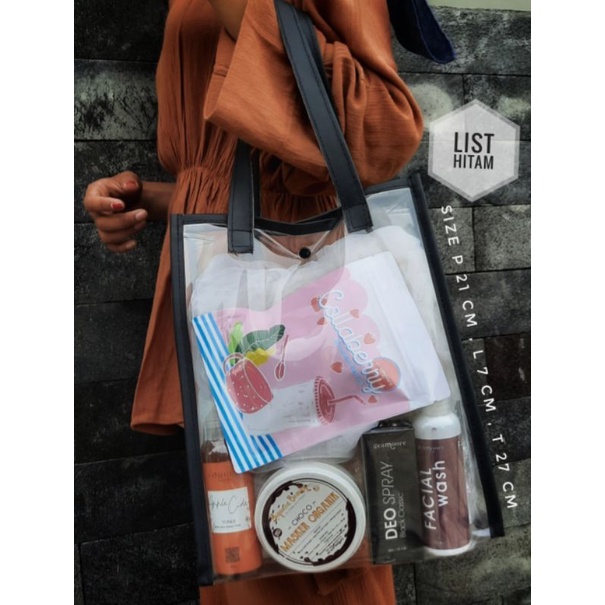 TOTEBAG MIKA/TAS KOSMETIK MIKA TRANSPARAN SERBAGUNA