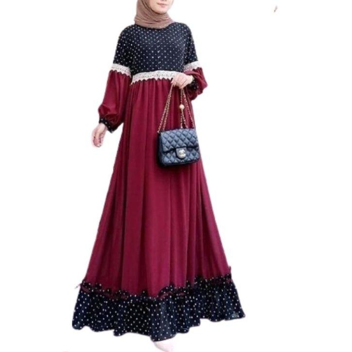 Model Baru.. Yesika maxy | M L XL XXL | Yesika dress | Gamis busui |  kombinasi | polkadot |  rempel