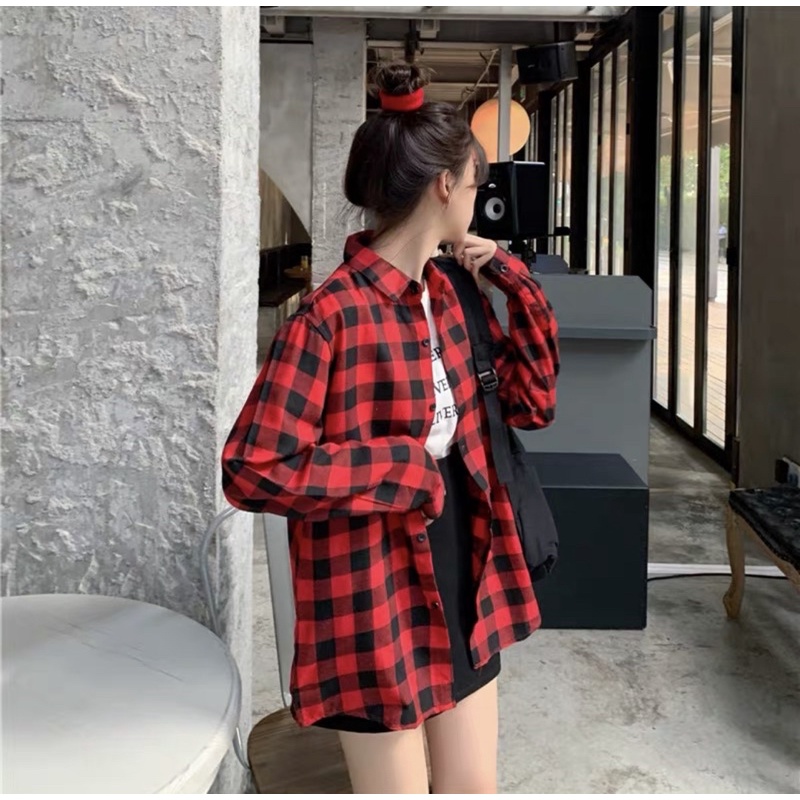 Ready JC- Kemeja Kotak Besar / kemeja Oversize wanita / Kemeja Oversize korea