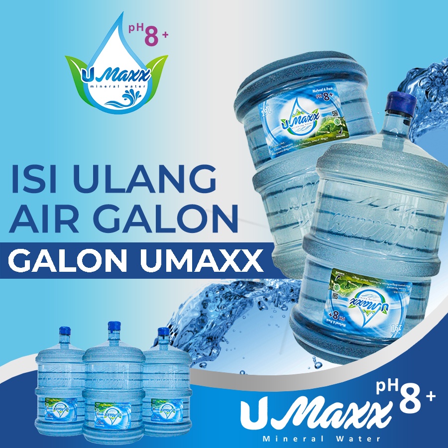 

Umaxx Mineral Water pH8+ Galon 19 L (Isi Ulang Air Galon Umaxx)