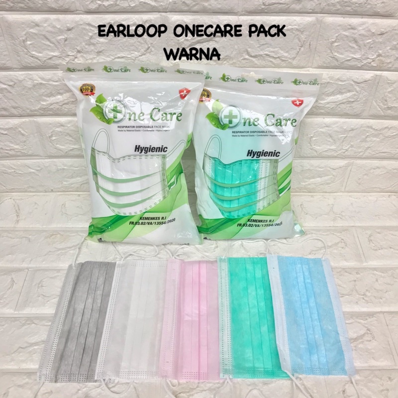 MASKER EARLOOP BIRU 3PLY 1CARE TERMURAH PACK ISI 50PCS