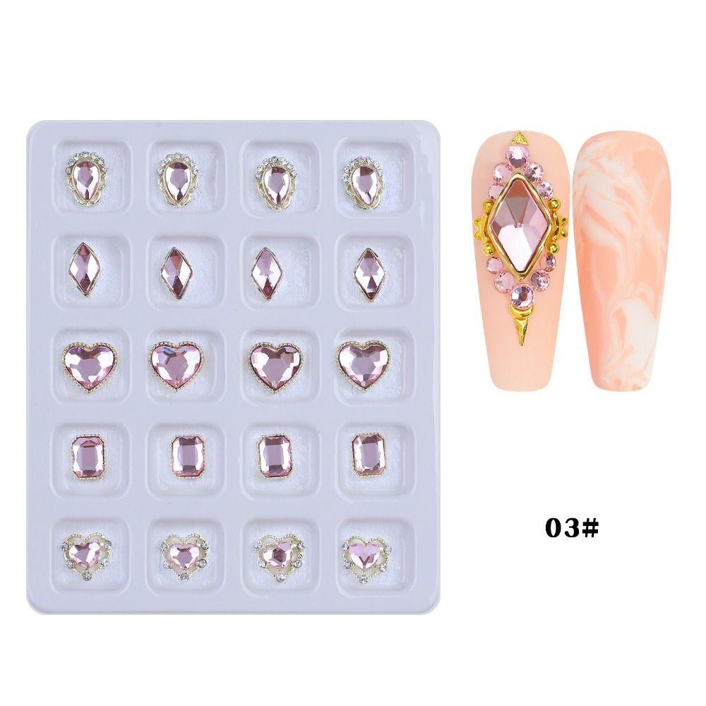 Augustina Nail Art Charms Bersinar 20kisi Jantung Kupu-Kupu Kuku Salon DIY Bahan Kuku Nail Rhinestones