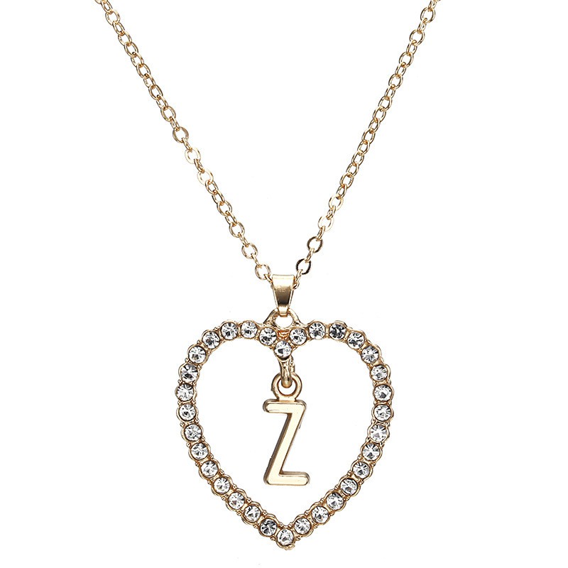 Kalung LIONTIN ALFABET Rantai 26 Huruf Korea Fashion Wanita Love Inisial Nama Abjad Alloy A - T