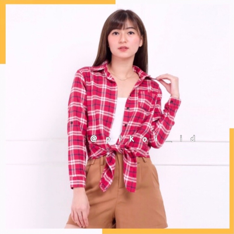 PROMO / Kemeja flanel cewek / kemeja cewek murah / kemeja kotak murah / kemeja flanel ikat cewek 471