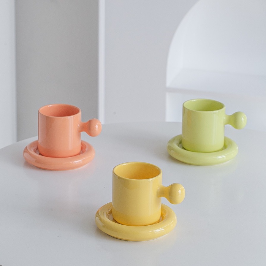 Cangkir / Gelas Unik Lucu Bahan Keramik Set Alas Bentuk Telur With Box