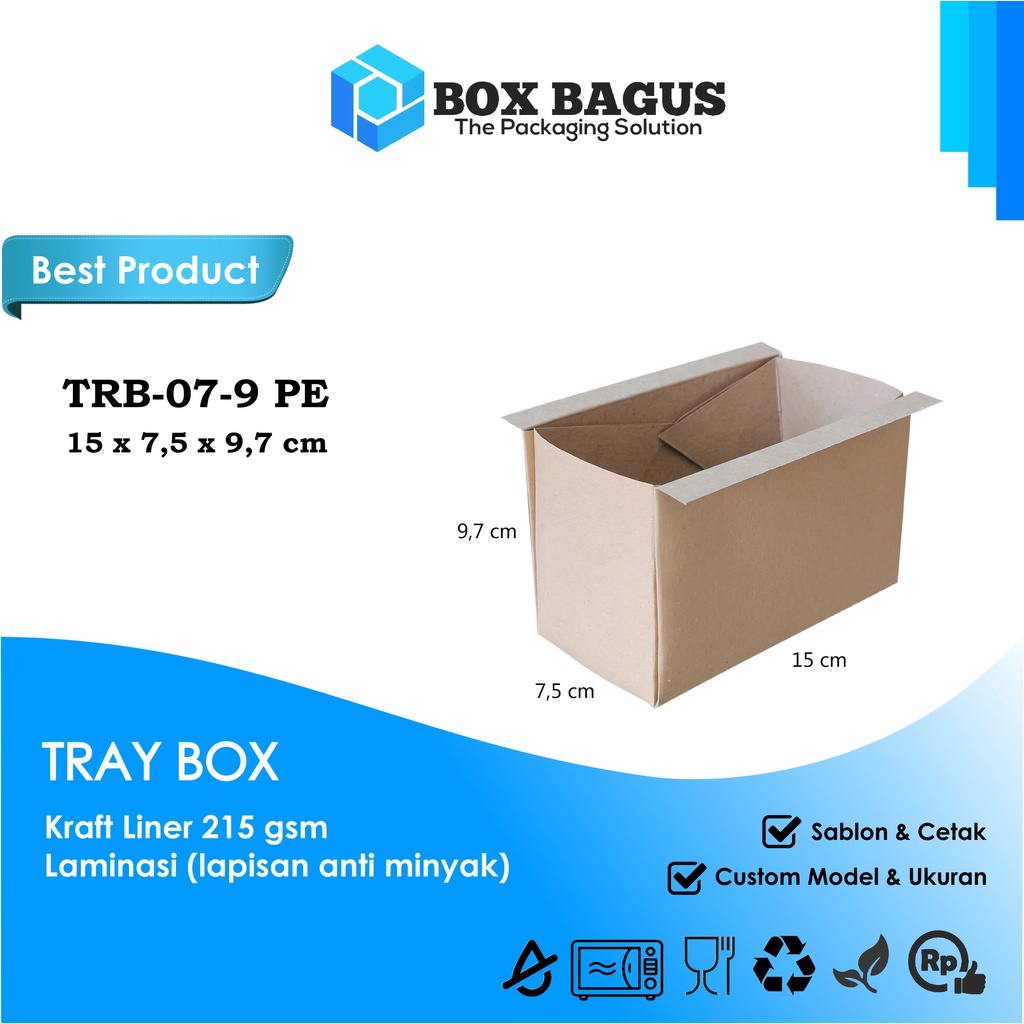 TRAY BOX DUS KOTAK HAMPERS MAKANAN NASI RAMES 15x7,5x9,7 cm PAPER KRAFT 215 gsm LAMINASI