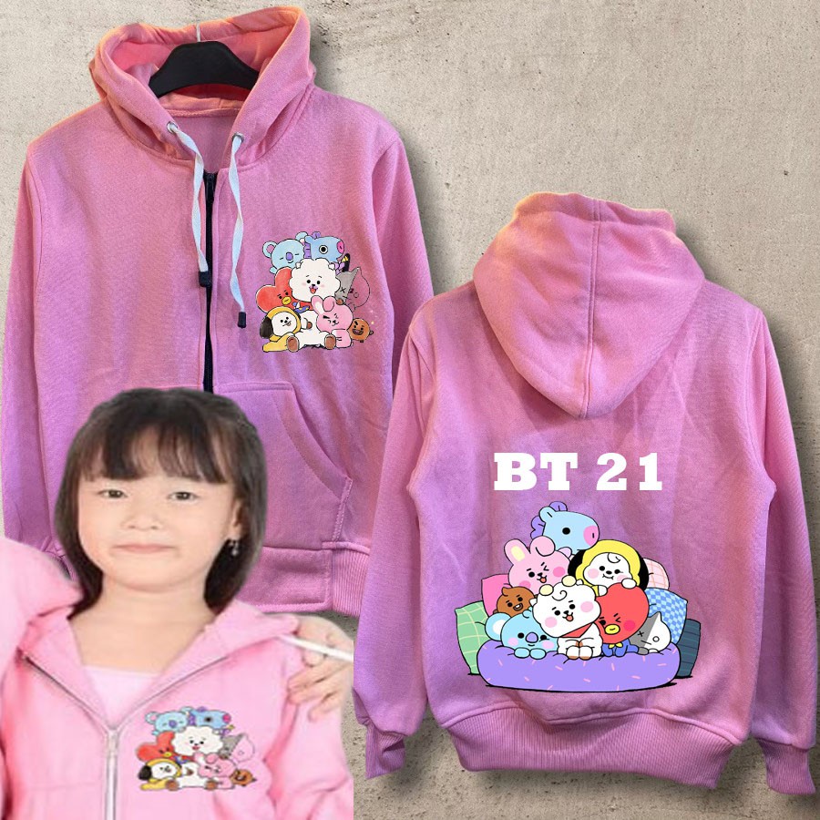 Jaket Anak BTS BT21 Jaket BT21 Lucu Sweater BTS Anak Cewek Mantel A nak Jaket Anak Cewek Fashion
